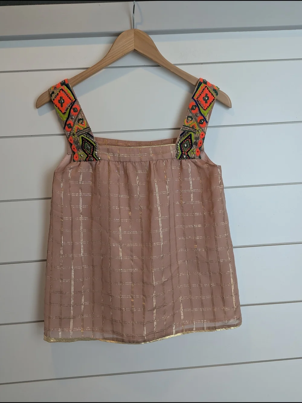 Vineet Bahl Anthropologie Beaded Tank Top Sunlight Hours Size XSP Made In India